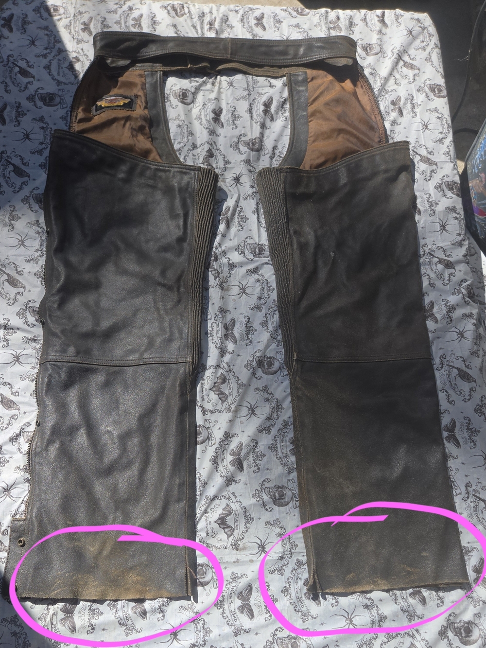 Vintage Harley Davidson Brown  Leather Chaps Unisex Size XL